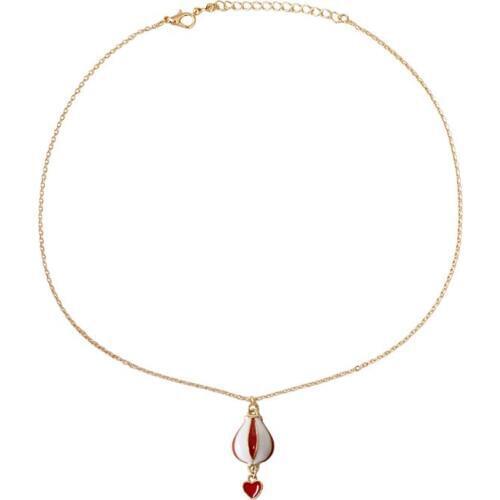 2017 Japanese Cartoon Colorful Fire Hot Balloon Heart Necklace ,White Red Hot Air Balloon Necklace Pendant for Women Kids Girls