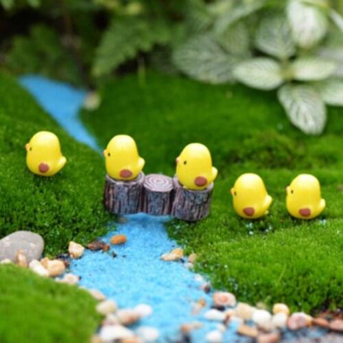 5 Pieces Cute Chicken Chick Duck Yellow Small Statue Figurine Micro Crafts Ornament Miniatures Diy Home Farm Garden Decoration