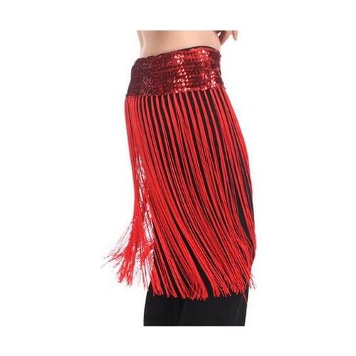 5pcs Women Belly dance long tassel waist chain thrown chain Elastic force sequins tribal belt/ Indian dress hip scarf