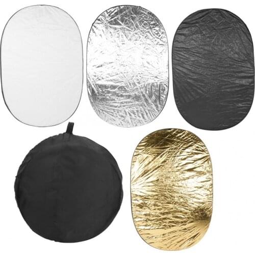 100X150CM 5 in 1 Portable Photography Foldable Oval Five Color Reflector Panel Equipment