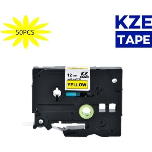 50pcs12mm Tze631 Black on Yellow Laminated Label Tape Cassette Cartridge ribbon for p-touch label printers tape Tze-631 tze 631