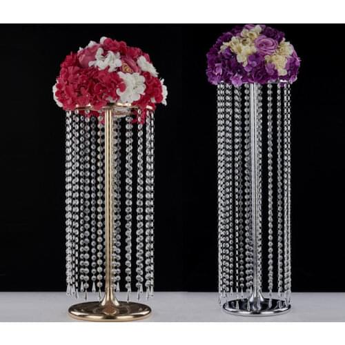 6PCS Wedding centerpieces decoration Metal Table Centerpieces Candlesticks Acrylic Crystal Bead Curtain flower stand