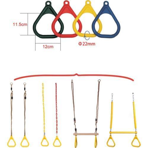 6pcs Trapeze Rings for Swing Outdoor Playground Equipment Swing Ring Accs - Red & Blue & Yellow