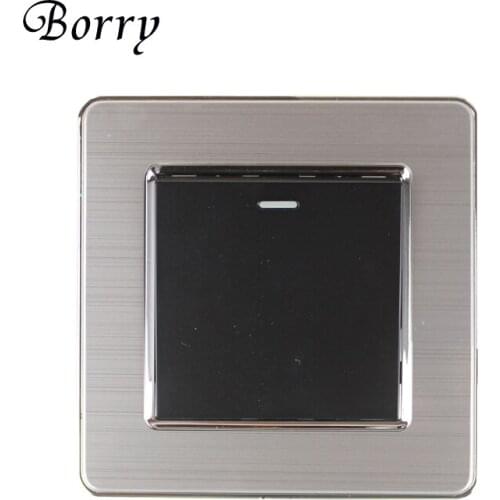 Borry 1 gang 1 way luxury light switch ON / OFF wall switch stainless steel Panel AC 110 ~ 250 V