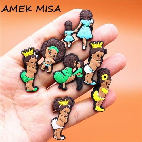 1pcs Black Series Shoe Charms Cute Black Children Boy Girls PVC Shoe Accessories Decorations Fit Croc Jibz Party Kids Gifts U287