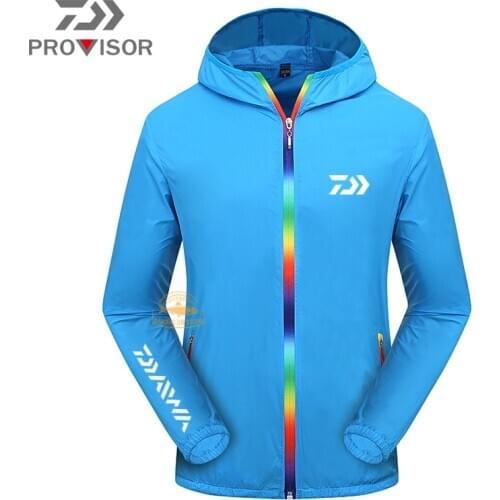 Daiwa Mens Summer Ultra-thin Breathable Ice Silk Anti-ultraviolet Fishing Sunscreen Clothing Sports Sun Protection Clothing