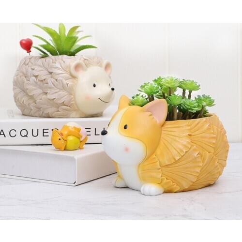 Enamel Flowerpot Cute Cartoon Girl Succulent Plant Flowerpot Desk Handicraft Bonsai Decoration