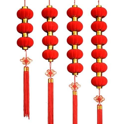 Flocking Lantern Pendant Chinese Festival Home Road Decoration Wedding Ornament