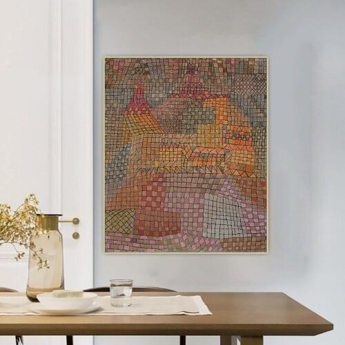 Citon Paul Klee《Town Castle》Canvas Art Oil Painting Artwork Print Poster Picture Wall Decor Home Living Room Decoration