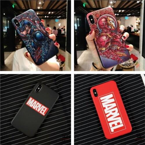 Disney Marvel Frosted Phone Case Captain America Iron Man for Iphone 6 7 8Plus X Xr Xs Max 11 12 Promax 12 Mini Soft Case