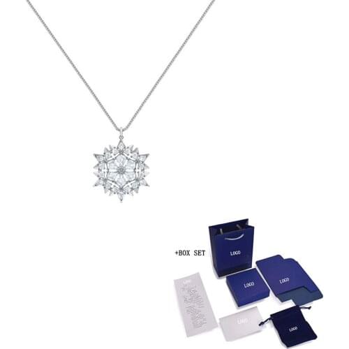 Fashion SWA Necklace MAGIC SNOW Platinum Ladies Pendant Necklace Glamorous Snowflake Crystal Womens Jewelry Gift Free Shipping