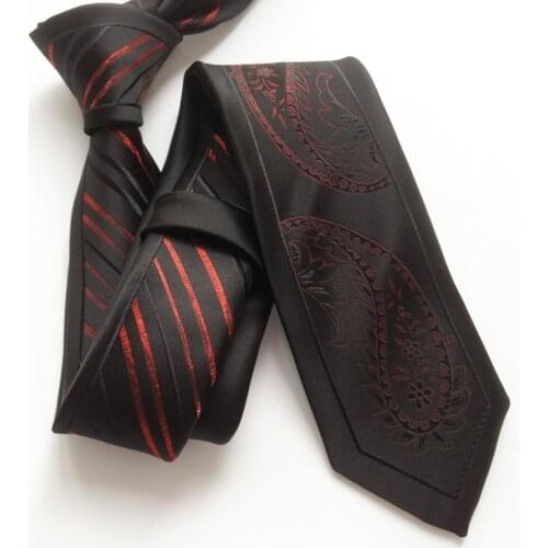 2021 Mens Ties Designer High Craft Panel Neck Tie Red Stripes with Classic Paisley Cravates