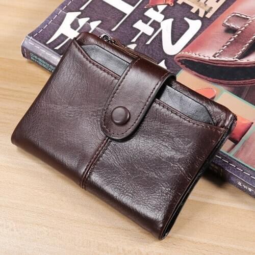 Men Wallet Genuine Leather Short Wallets Male Multifunctional Cowhide Male Purse Coin Pocket Photo Card Holder