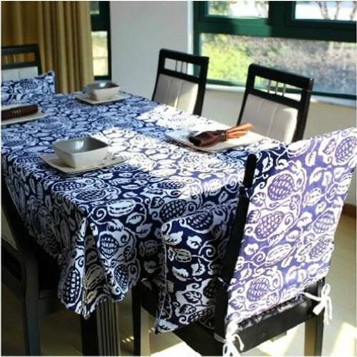 New arrival blue and white porcelain tablecloths chinese traditional style table cloth /tables and chairs for partys