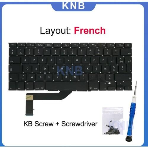 New AZERTY Standard FR For Macbook Pro Retina 15" A1398 Keyboard French with backlight 2012 2013 2014 2015 Year
