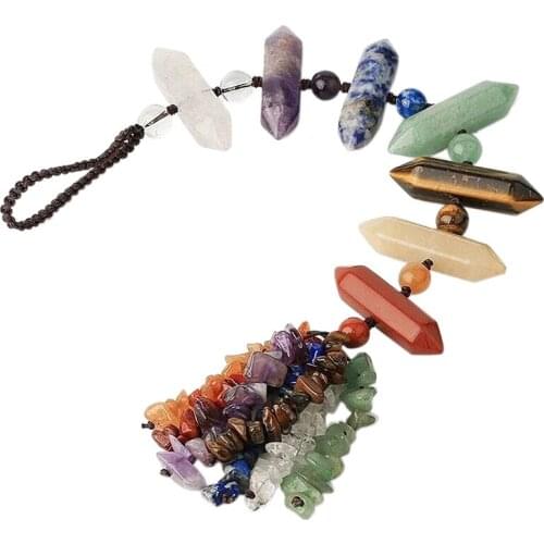 Natural Crystal Stone Pendant Car Pendant Hand-Woven Jewelry Good Luck Yoga Meditation Rolling Stone Pendant