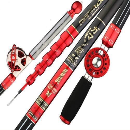Hollow Rod Carbon Fishing Olta 4.5M-7.2M Taiwan Fishing Cane Carbon Fiber Telescopic Fishing Rod Long Section Fishing Pole Pesca