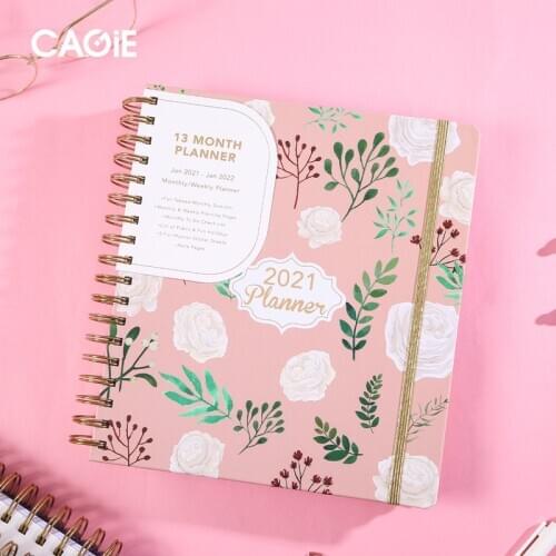 Agenda 2021 B5 Flower Dairy Spiral Notebook Journals Kawaii Notepad Daily Weekly Plan Office Efficiency Schedule Book Stationery