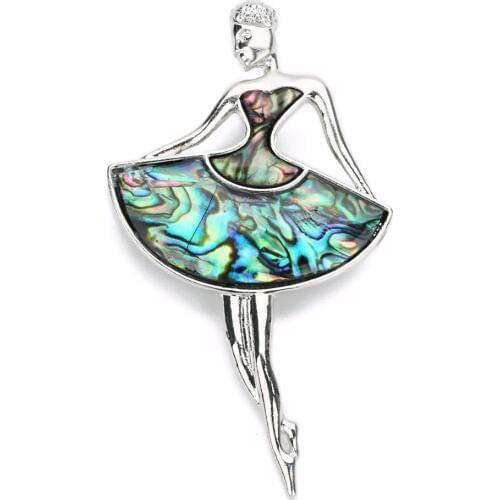 LOULEUR New Romantic Multicolor Women Dancer Natural Abalone Bobe Shell Pendants for Dual Use Charm Pendant Jewelry Findings