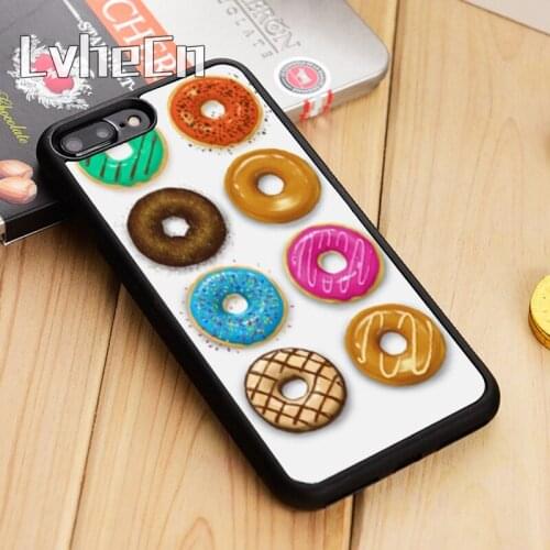 LvheCn DOUGHNUTS Print Luxury Painting Phone Case Cover For iPhone 5 6s 7 8 plus 11 12 Pro X XR XS max Samsung S7 edge S8 S9 S10