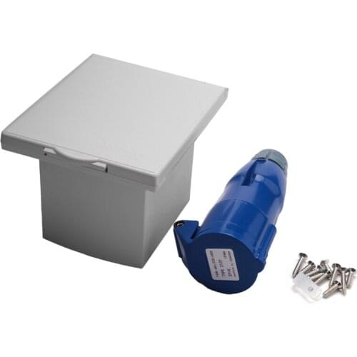 RV Camper 220V-240V 16A External Flush Hook Up Waterproof Plug Socket