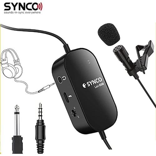 SYNCO Lav-S6M Lavalier, Clip-on Lapel Microphone with 3.5mm Audio Monitoring, 6M Cable Omnidirectional Condenser Mic Support USB