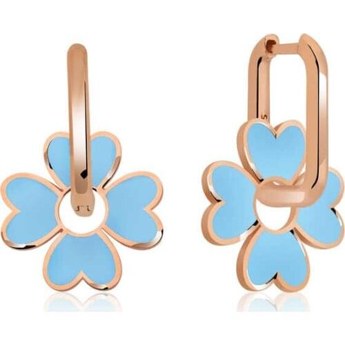 Tevuli 925 Sterling Silver Highlighter Blue Clover Earrings