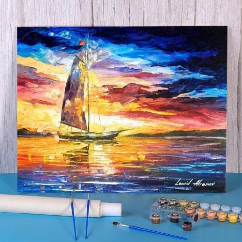 Evening Sailing In Cancun DIY Painting By Numbers Set Acrylic Paints 50*70 Boards By Numbers Decorative Drawing