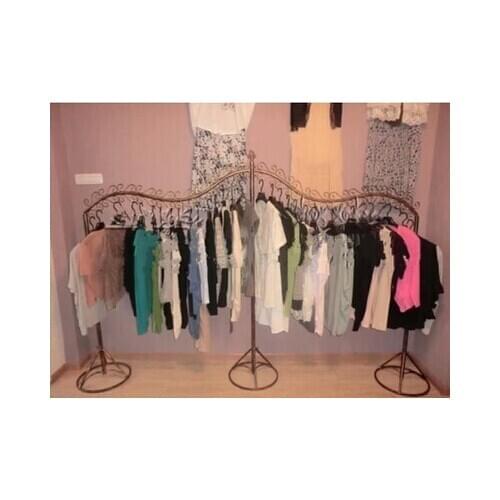 Island dress clothes hanger Black white bronze metallic clothing display shelf