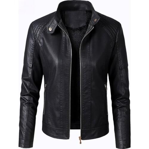 2021 New Faux Pu Leather Jackets Women Autumn Outerwear Winter Plus Size Velvet Coats Slim Moto Jacket Black Red Womens Clothing