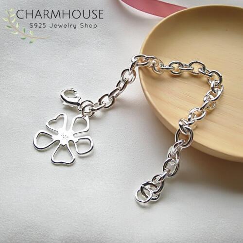 Solid Silver 925 Bracelets For Women Snowflake Tag Charm Bracelet Bangles Wristband Pulseira Wedding Bridal Jewelry Bijoux Gifts