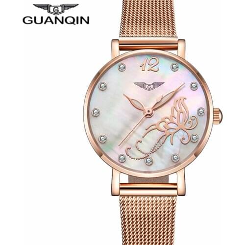 Reloj Mujer GUANQIN Luxury Brand Women Watches Gold Full Steel Bracelet Quartz Watch Womens Fashion Wristwatch Relogio Feminino