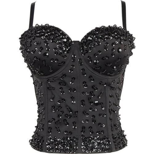 Ladies Sexy Rhinestones Push Up Corset Carnival Nightclub Party Wedding Banquet Hall Stage Corset Vest