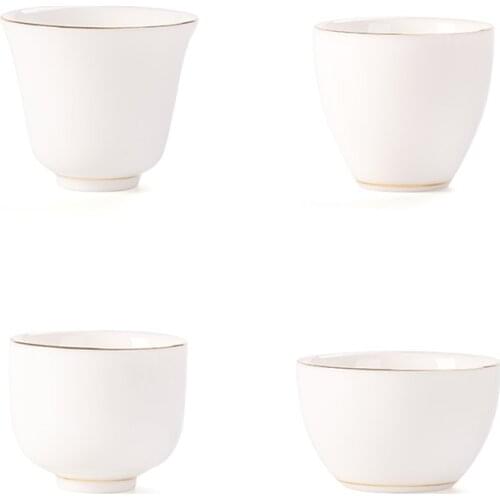 Gold Line White Porcelain Tea Cup Handpainted Ceramic Cup Party Teatime Teacup