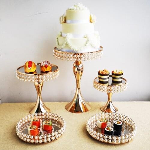 1pcs-5pcs pearl cake stand set mirror baking love wedding party dessert table decoration
