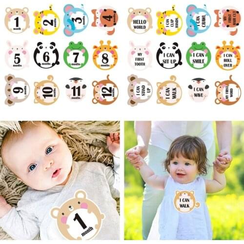 12 Pcs/Set Months Cards Skills Cards Memorial Stickers Newborn Photography Props baby