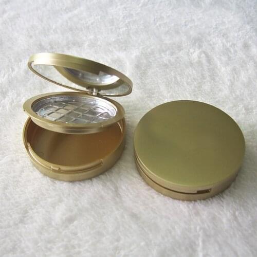 20pcs/lot 59mm Gold Empty Cosmetic Double Layer Powder Compact Case Makeup DIY Refillable Container Box with Aluminum Pan Mirror