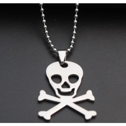 30pcs Stainless steel love heart skull horror pirate scary mask sign pendant necklace skeleton Women men gift necklace jewelry