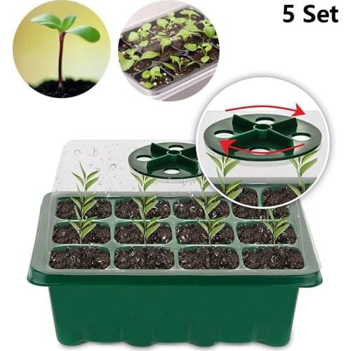 5Sets 6/12 Cells Holes Nursery Pots Flower Plant Seed Box Tray Insert Seeding Plastic Plant Seeds Growing Box Garden Grow Case