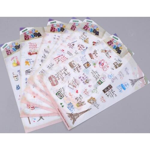 6pcs Romantic travel pvc Transparent sticker Organizer Calendar Diary Book Planner Scrapbook Decoration Diary Sticker papeleria