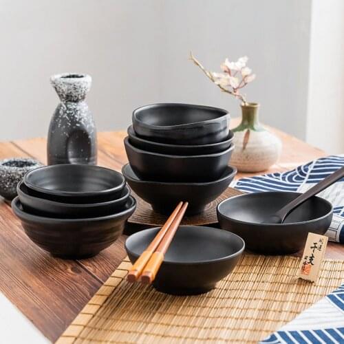 A5 Melamine Bowl Black Frost Porcelain Imitation Sugar Sauce Relish Rice Soup Mini Bowl Hot Pot Noodle Hotel Tableware Fast Food