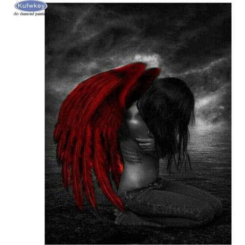 5D DIY Full Square round Drill Diamond Painting Dark angel woman Diamond Mosaic stickers Diamond Embroidery Sale Home Decoration