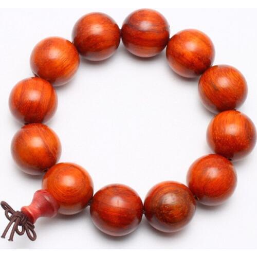 Unisex Natural Rosewood Bracelet Tibet Buddhist Prayer Big Beads Mala Bracelet Buddha Charm Bangle For Men Women Jewelry