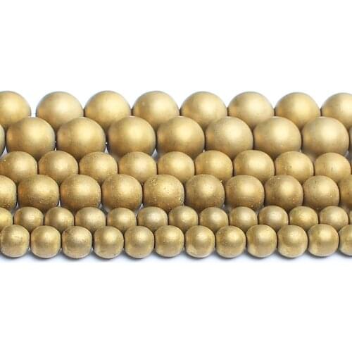 2/3/4/6/8/10mm Natural Matte Gold Color Hematite Stone Beads For Accessories Jewellery Making Bracelet Necklace 15 inch/Strand
