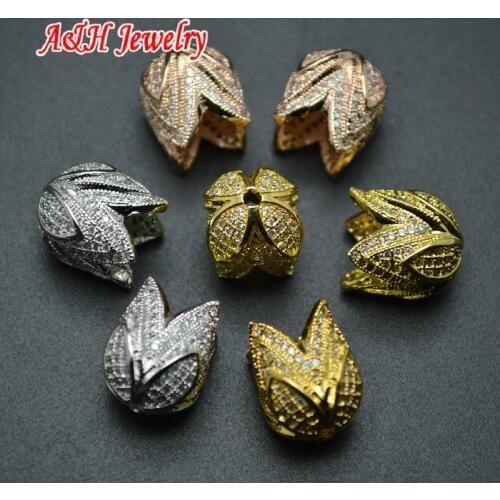 High Quality Cz Setting Cap Beads For Tassel Making Findings Silver Rose Gold Color Flower Receptacle Shape