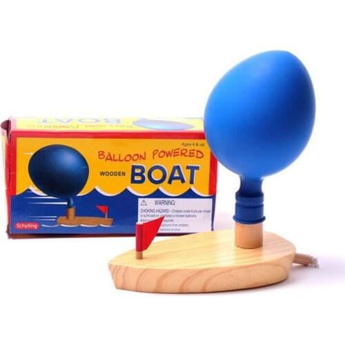 Kids Bath Toys Wooden Balloon Powered Boat Science Experiment Learning Classic Educational Children Early Development Toys