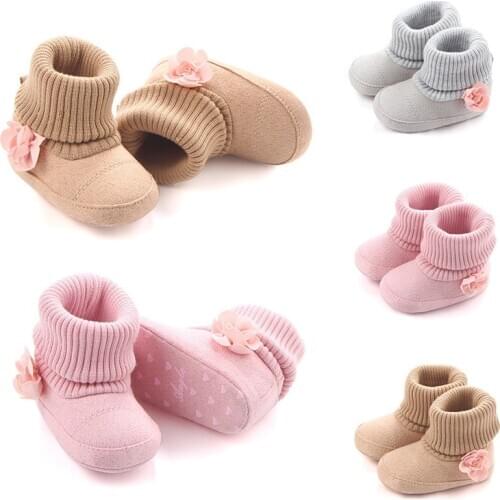 Baby Boots Winter Baby Girl Boots Warm Soft Flowers Newborn Snow Boots Fashion Childrens Shoes wf