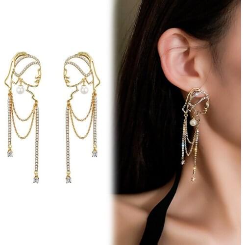 Retro Portrait Tassel Long Earrings Hoop Dangle Personalized Elegant Earrings for Women Girls Earring Jewelry Ornaments Gifts