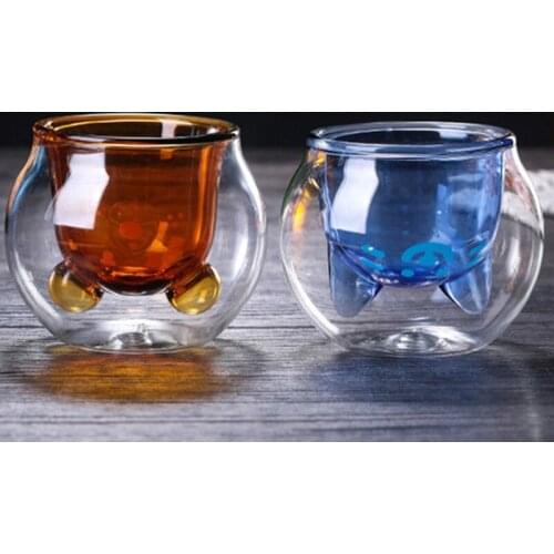 Double Heat-Resistant Glass Cup Cute Bear Cat Animal Coffee Cups Transparent Milk Wall Mug Home Water Drinkware