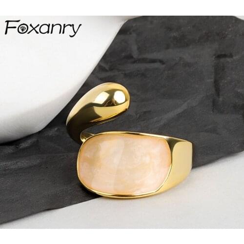 Foxanry 925 Sterling Silver Index Finger Rings for Women Summer New Trend Vintage Elegant Party Jewelry Gifts Shell Accessories